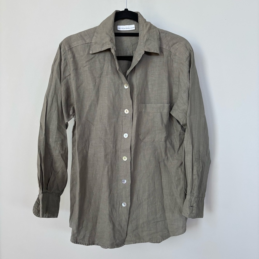 Bryn‎ Walker Linen Long Sleeve Button Down Shirt Size S
